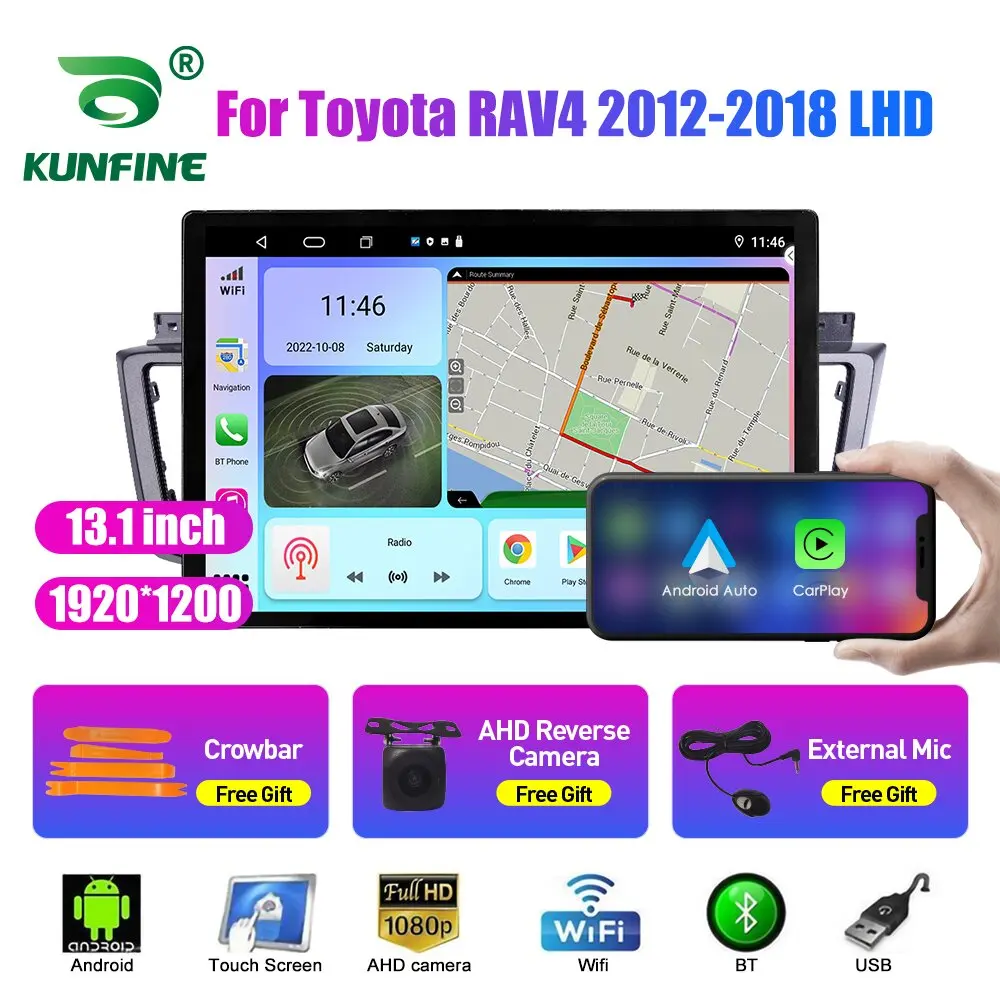 13.1 inç Araba Radyo Toyota RAV4 2012 2013 - 2018 araç DVD oynatıcı GPS Navigasyon Stereo Carplay 2 Din Merkezi Multimedya Android Otomatik Görüntü 0