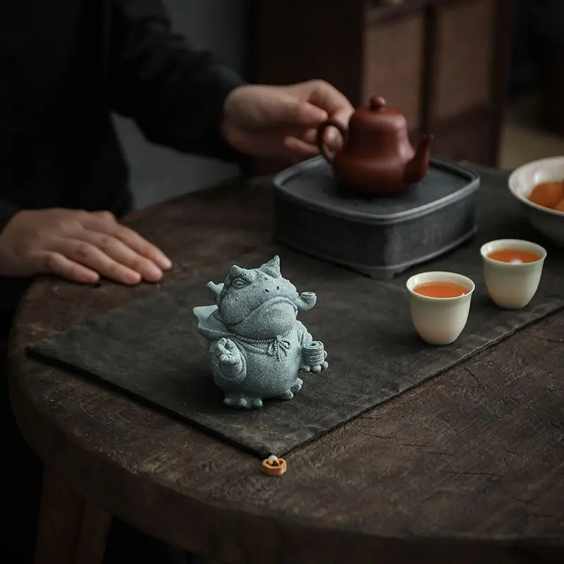 Çay Evcil Altın Kurbağa Süsler Balık Tankı Oluşturmak için Peyzaj Uğurlu Mor Kum Kurbağa Dekorasyon Yaratıcı çay seti Aksesuarları Görüntü 2