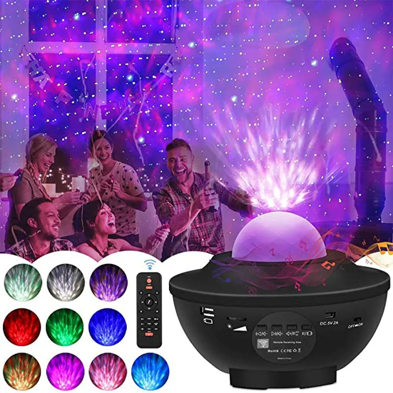 LED Bluetooth Müzik Kutusu Gökyüzü Galaxy Yıldız Projektör Uzaktan Oyuncu Renk Tatil Aydınlatma Lambası USB Şarj Edilebilir Yıldızlı Gece Lambası Görüntü 0