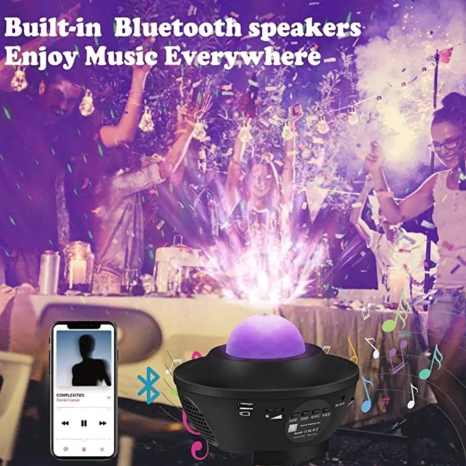 LED Bluetooth Müzik Kutusu Gökyüzü Galaxy Yıldız Projektör Uzaktan Oyuncu Renk Tatil Aydınlatma Lambası USB Şarj Edilebilir Yıldızlı Gece Lambası Görüntü 3