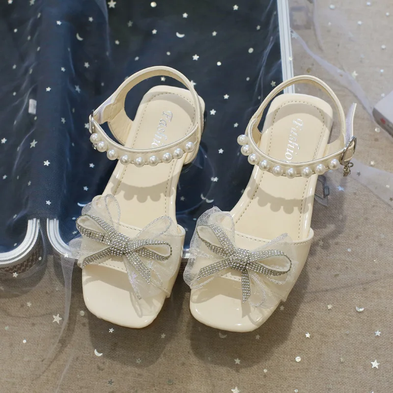 Kız Sandalet 2023 Yaz Yeni Moda Yay Burnu açık Nefes Prenses Performans Ayakkabı Yumuşak Taban Kaymaz çocuk Sandalet Görüntü 3