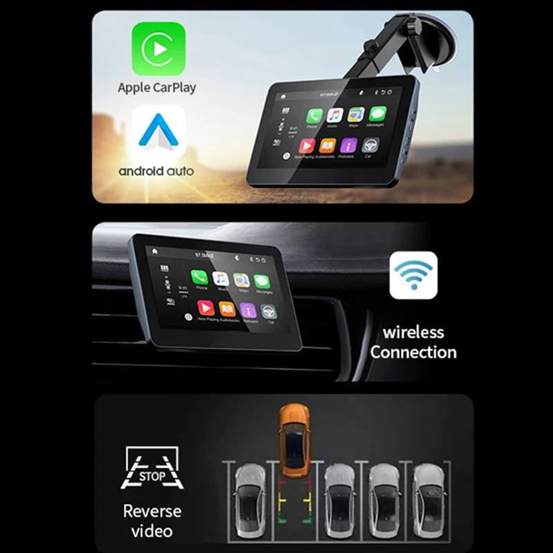 7 İnç Araba Radyo Video oyuncu dokunmatik ekranı Kablosuz Araba MP5 Oynatıcı IOS / Android Carplay Monitör Tablet Tak Ve Çalıştır Görüntü 1