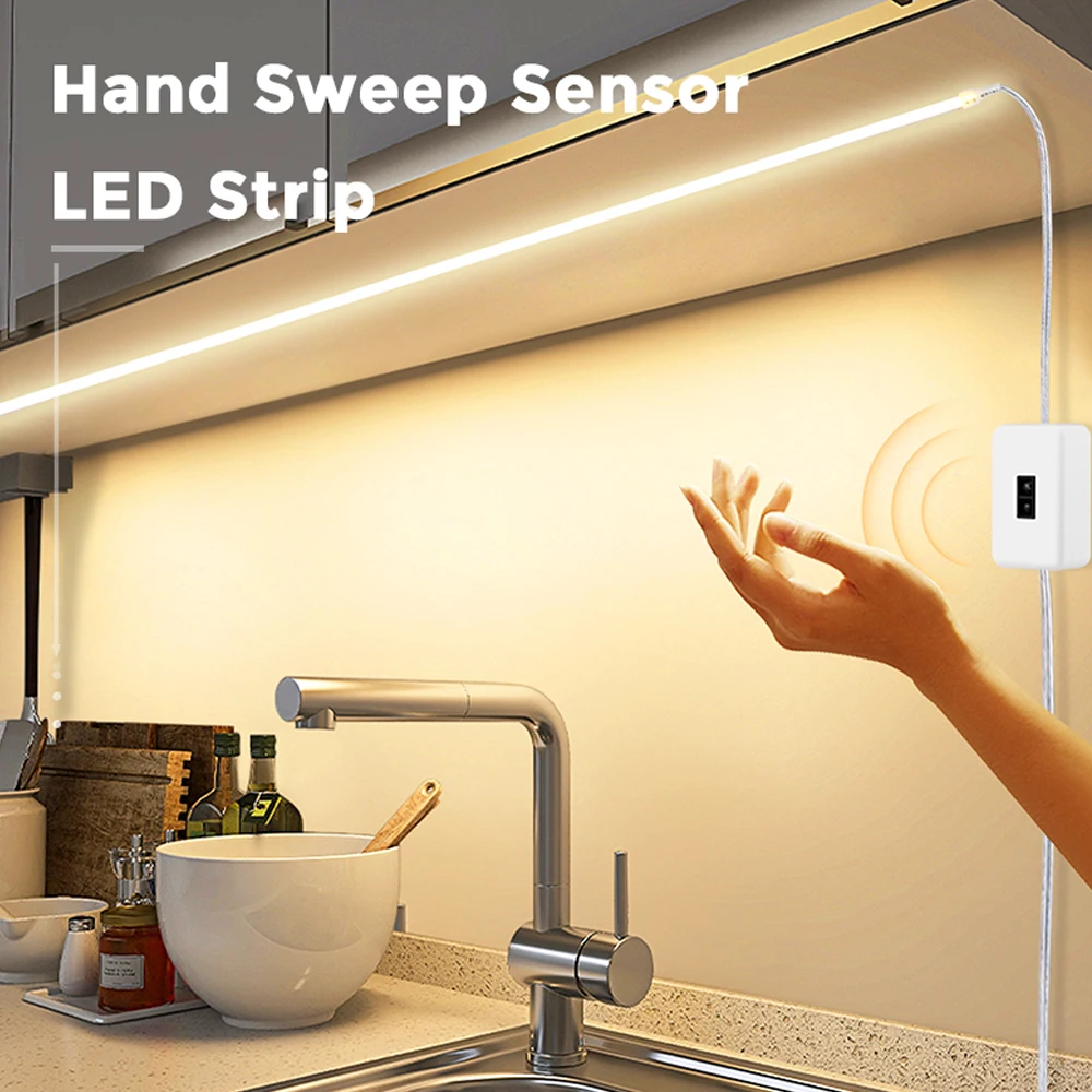 5v usb'li led ışık Şerit SMD2835 Su Geçirmez Anahtarı Tv Arkadan Aydınlatmalı Mutfak Dolap Dolapları El Süpürme Hareket Sensörü Görüntü 1
