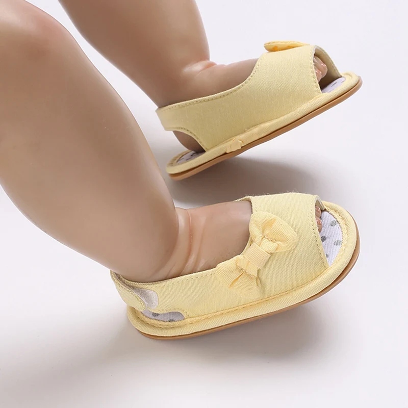 Baywell Bebek Bebek Ayakkabıları Yaz Kız Sandalet Toddler Flats İlmek Yumuşak Kauçuk Taban Kaymaz Beşik Ayakkabı İlk Yürüteç Görüntü 4