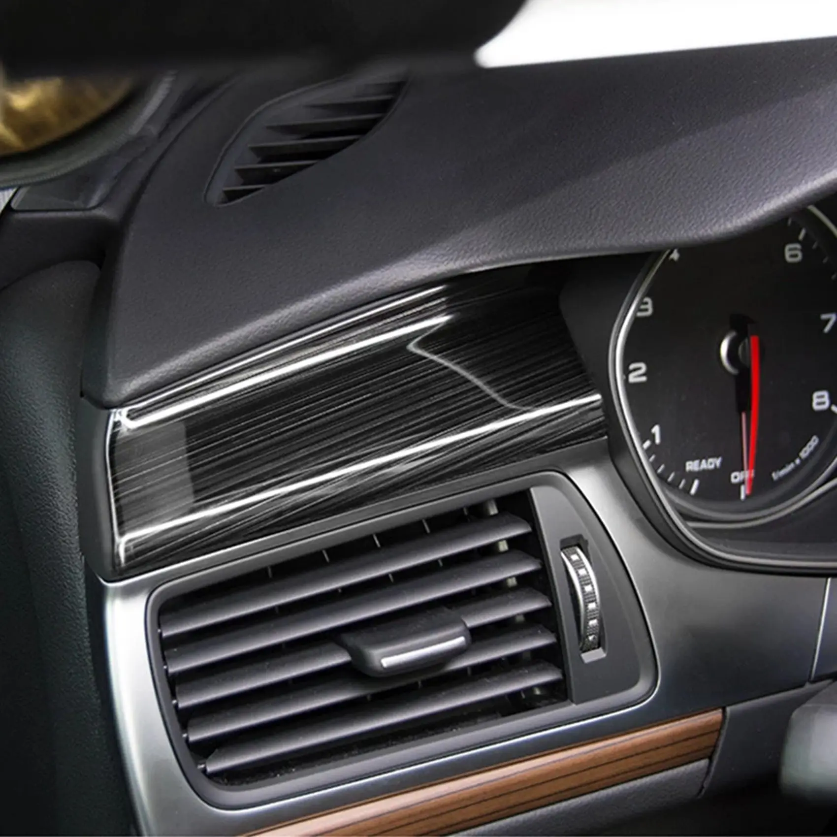 2 Adet Merkezi Konsol Dashboard Navigasyon Kapak Trim Şeritler Audi A6 C7 2012-2018 Parlak Siyah Paslanmaz Çelik LHD Görüntü 2