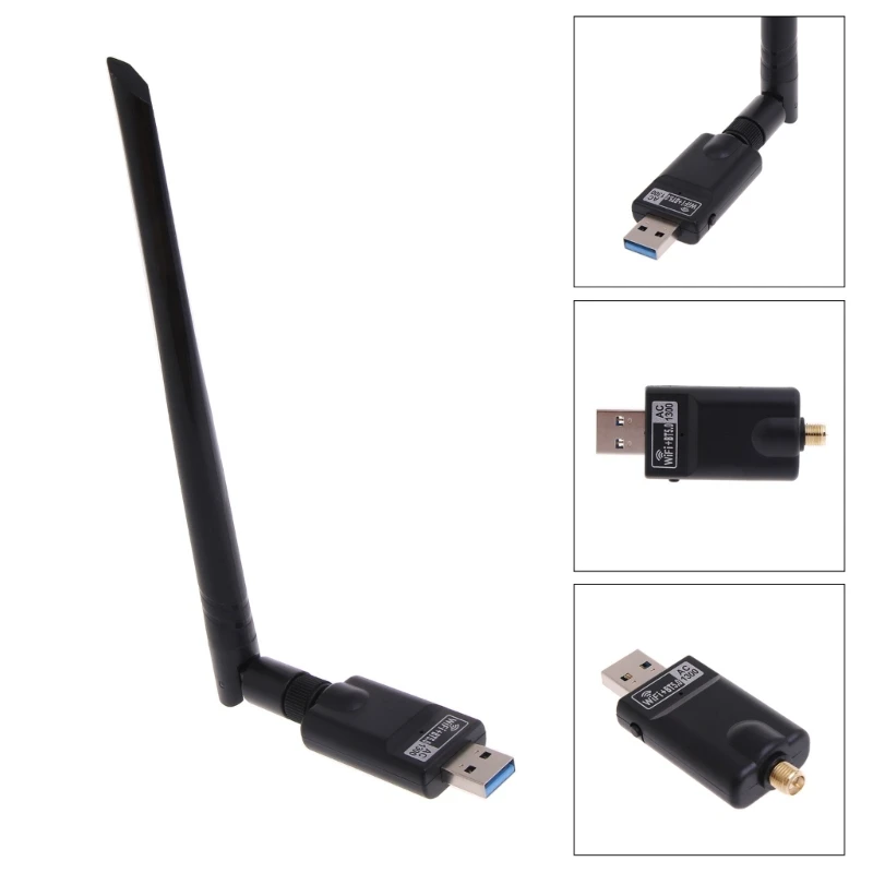 1300 M USB3. 0 WiFi Bluetooth-compatible5. 0 Adaptörü 2 in 1 Dongle Çift Bant 2.4 G & 5 GHz Kablosuz Kart Wlan Alıcı Görüntü 2