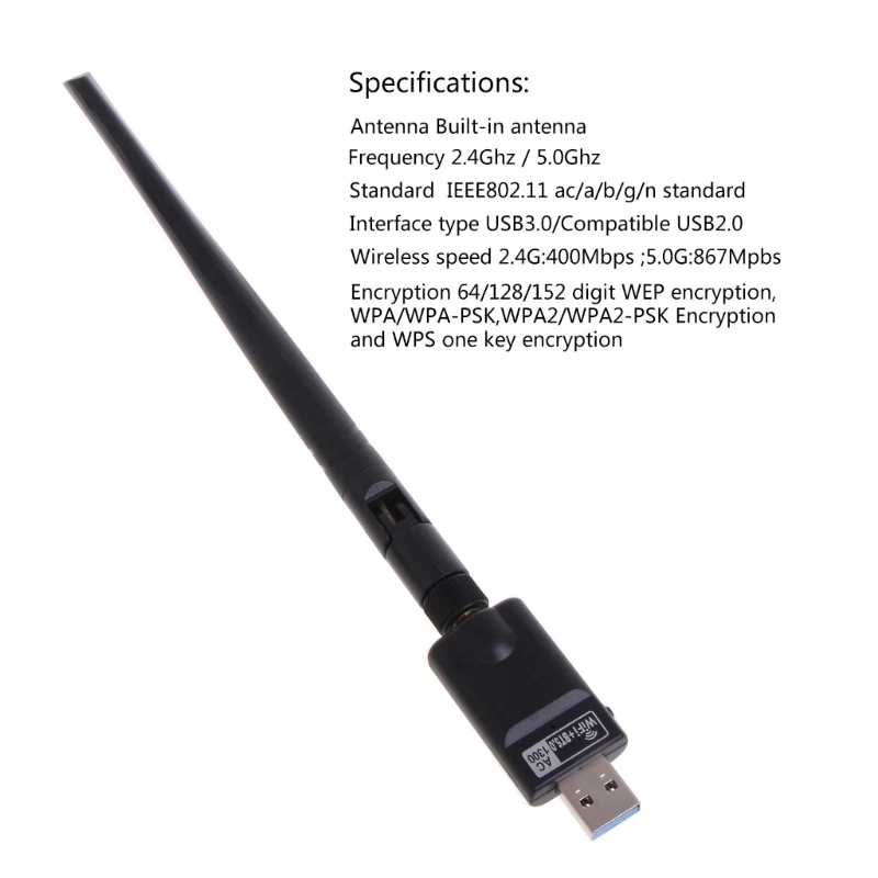 1300 M USB3. 0 WiFi Bluetooth-compatible5. 0 Adaptörü 2 in 1 Dongle Çift Bant 2.4 G & 5 GHz Kablosuz Kart Wlan Alıcı Görüntü 5