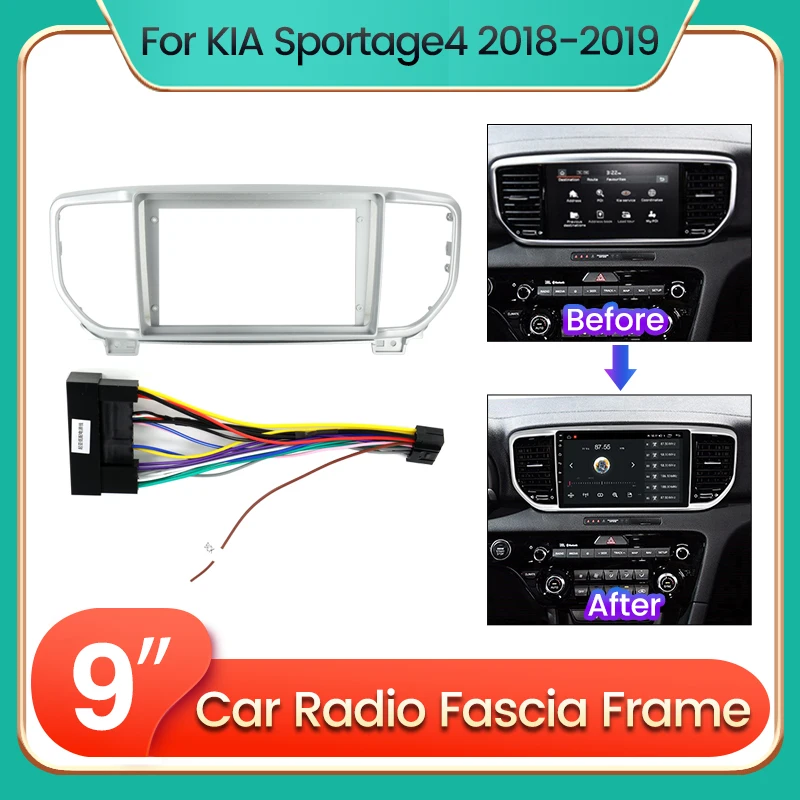 Android Araba Radyo Fasya Çerçeve Kıa Sportage4 KX5 2018 2019 İsteğe Bağlı Kablo Dash Montaj Paneli Kiti 9 inç Ana Radyo Görüntü 0