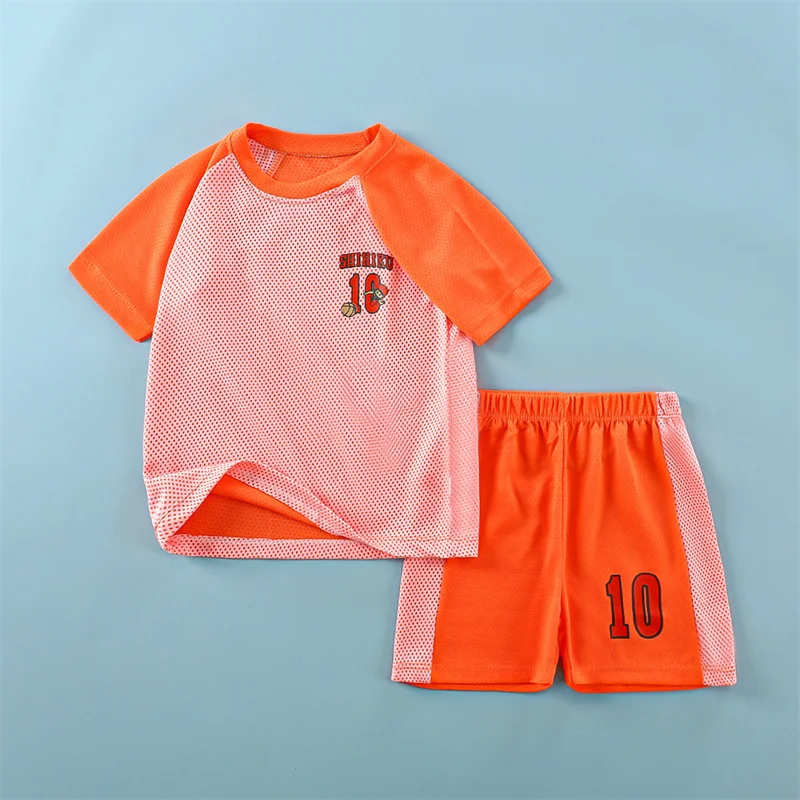 Çocuk spor elbise yeni kısa kollu erkek basketbol takım elbise spor çocuk spor çocuklar ve kızlar için Görüntü 3