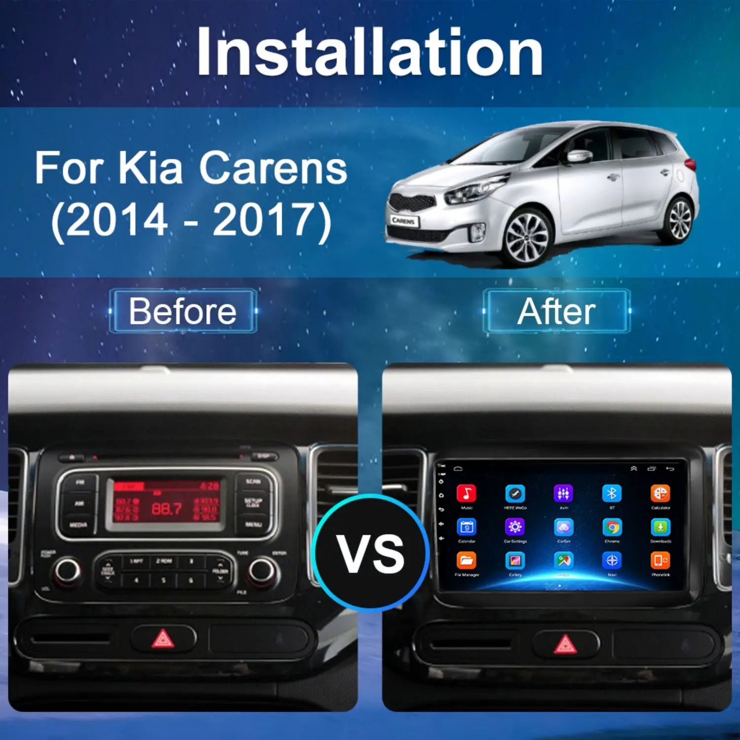 Android Araba Radyo Carplay Kia Carens 2014 için 2015 2016 2017 2017 Video Oynatıcı Navigasyon GPS Dokunmatik Ekran Autoradio Ses Otomatik Görüntü 1