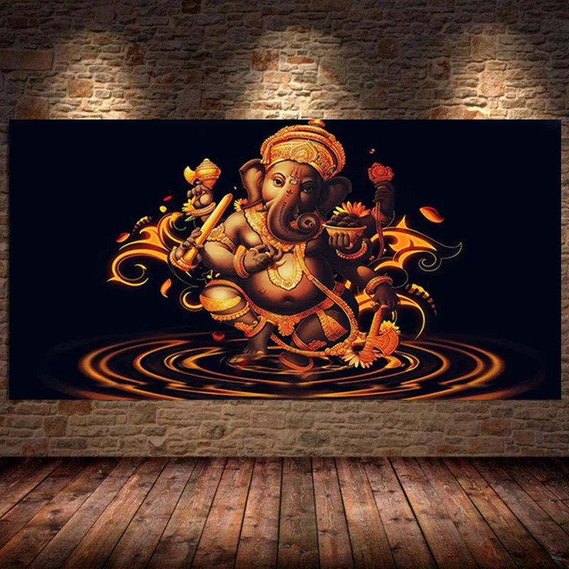 Modern Poster Tuval Boyama Hint Din Büyük Altın Soyut Duvar sanat resmi Oturma Odası Stüdyo Ev Cuadros Dekor Görüntü 2