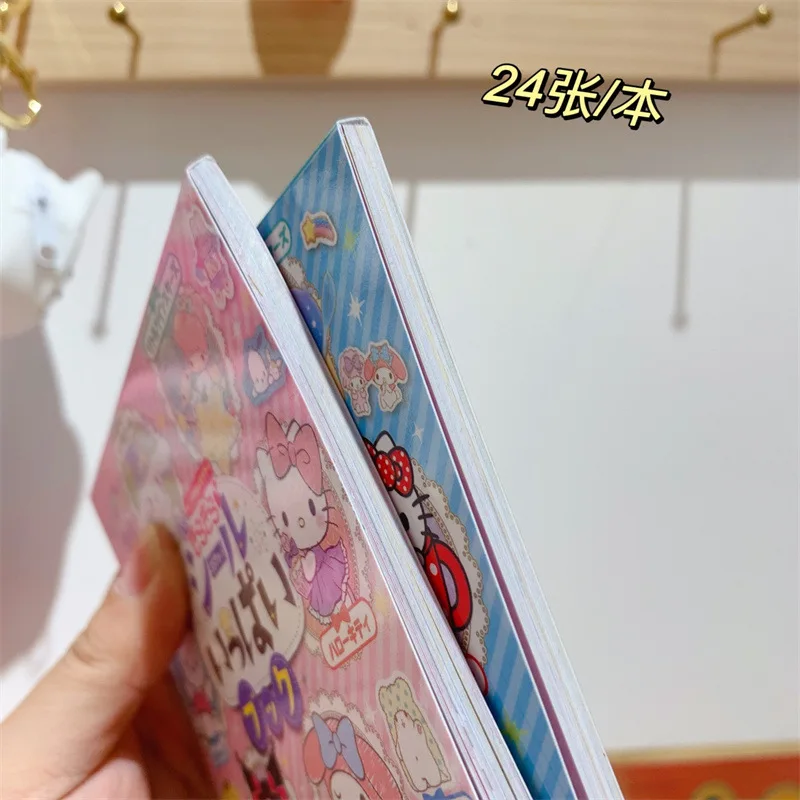 Kawaii Sanrio çıkartma kitabı 24 Adet Hesap Malzeme Etiket Kuromi Cnnamoroll Karikatür Kız çıkartma kitabı Oyuncak Çocuklar İçin Görüntü 3