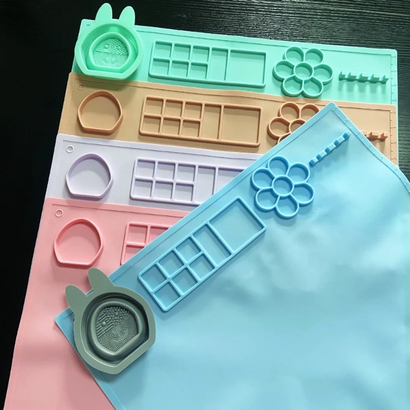 Silikon Boya paleti Mat Su Renk Temizleme Fincan Seti Masa Koruyucu Sanatçı Yapışmaz Silikon Levha DIY Görüntü 1