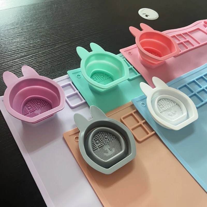Silikon Boya paleti Mat Su Renk Temizleme Fincan Seti Masa Koruyucu Sanatçı Yapışmaz Silikon Levha DIY Görüntü 2