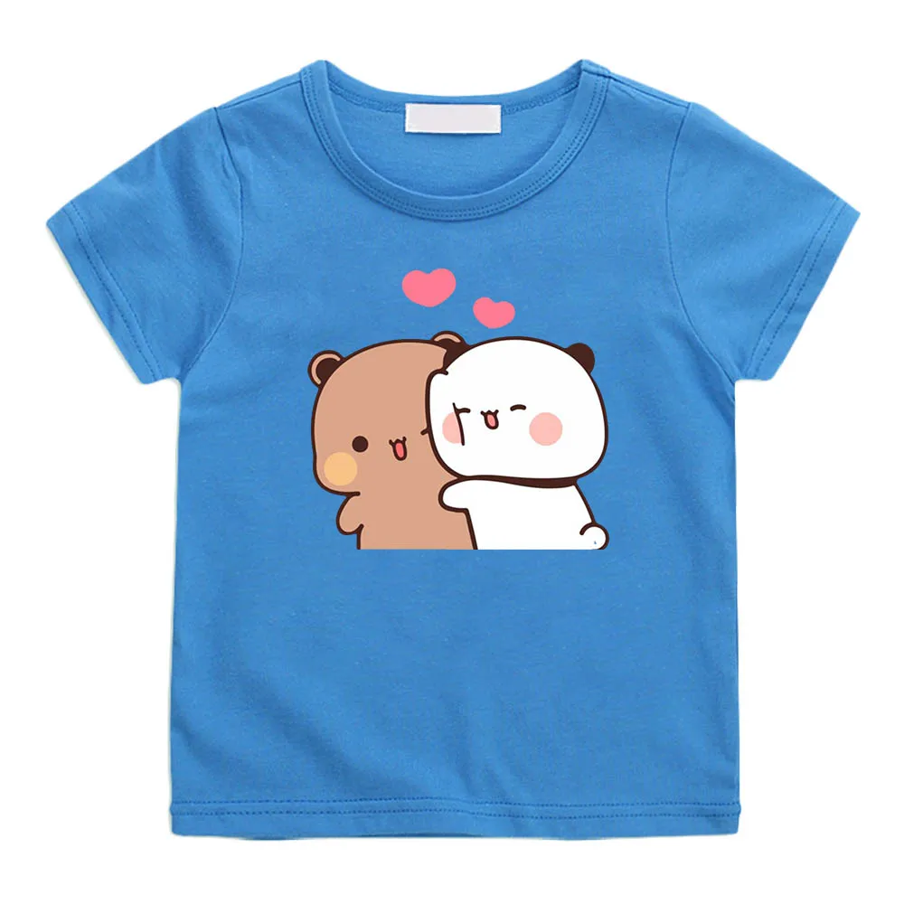 Panda Ayı Bubu ve Dudu Estetik Manga T-Shirt Moda %100 % Pamuk Yumuşak Anime Tee-shirt Sevimli Karikatür Komik Erkek / kız T Shirt Görüntü 0