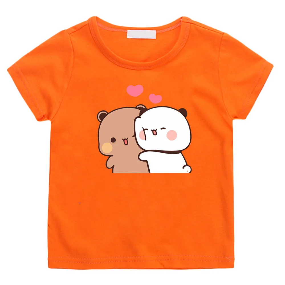 Panda Ayı Bubu ve Dudu Estetik Manga T-Shirt Moda %100 % Pamuk Yumuşak Anime Tee-shirt Sevimli Karikatür Komik Erkek / kız T Shirt Görüntü 2