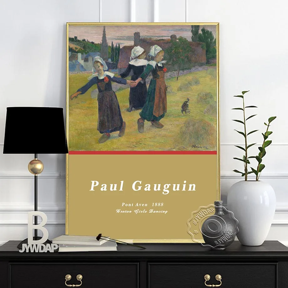 Gauguin Sergi Müzesi sanat posterleri, Brittany Manzara Breton Kız Iplik Çocuk Bir Önlük Duvar Sanatı, fransa eski ev Dekor Görüntü 3